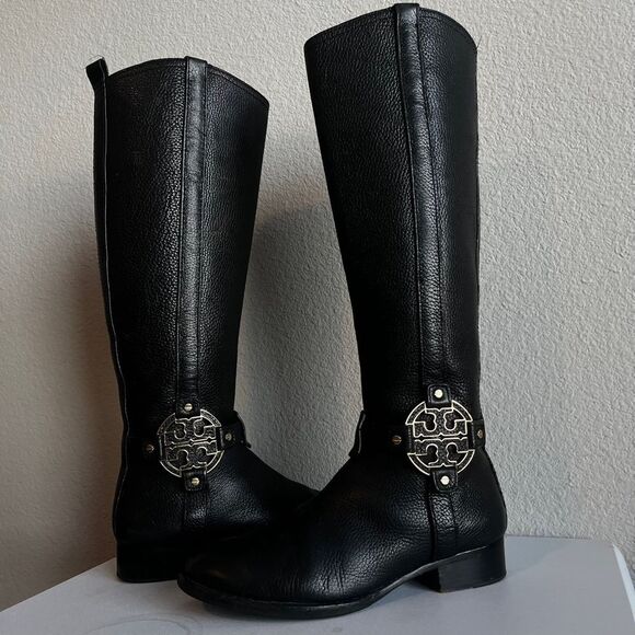TORY BURCH Miller Amanda Knee High Riding Winter Leather Boots Sz. 7 - Picture 1 of 10